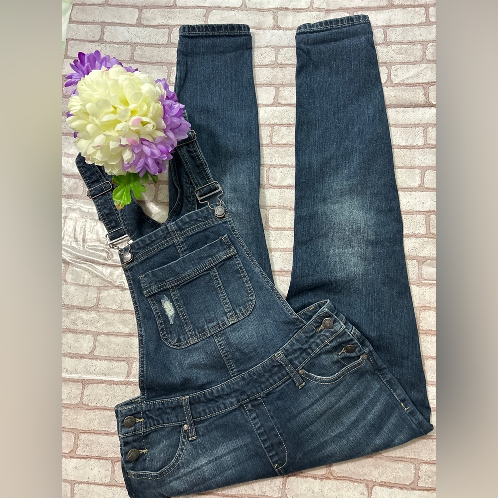 VINTAGE Bluespice women’s Dark wash  90's Y2K denim overalls Sz 7 Used    29